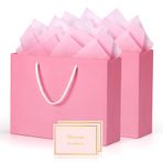 BBLIKE Hediye torbası, doğum günü, kadın, 2 hediye çantası, 2 tebrik kartı, 4 Sydney kağıdı, pembe kağıt torba, saplı, hediye paketi, hediye torbası, düğün, kutlama için