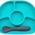 Bblüv Yümi Silikon 4 Bölmeli Mama Tabağı Mavi, BPA, Ftalat ve PVC İçermez, Antibakteriyel, Mikrodalgada Kullanılabilir