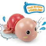 BBSKY Kurmalı Yüzen Yeşil Kaplumbağa Banyo Oyuncağı - Pil Gerektirmez, 18+ Ay Eğitici Su Oyuncağı - Bebek & Çocuklar İçin - Kırmızı