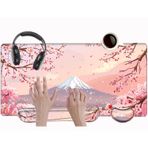 BBSujane Bilek Destekli Büyük Mouse Pad Kiraz Çiçeği Masa Matı Oyun Mousepad ve Keyborad Bilek Dinlenme Pembe Bilgisayar Matı 80 cm x 40 cm XXL Mouse Mat Organizasyon Dekoru