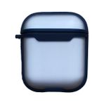 bbtech Apple Airpods 1. ve 2. Nesil Uyumlu Buzlu Transparan Renkli Çizgili Kılıf Bumper Koruma Kabı Hybrid - Lacivert