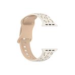 bbtech Apple Watch 10. Nesil 42-44-45-46-49 mm Uyumlu Leopar Desenli Çift Renkli Silikon Akıllı Saat Kordon;Krem