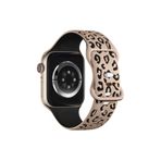 bbtech Apple Watch 10. Nesil 42-44-45-46-49 mm Uyumlu Leopar Desenli Çift Renkli Silikon Akıllı Saat Kordon;Pembe