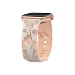 bbtech Apple Watch 10. Nesil 42mm Uyumlu Sevimli Fare Çizgi Film Tema Lazer Kesim Çift Renk Silikon Kordon;Bej