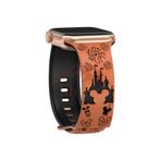 bbtech Apple Watch 10. Nesil 46mm Uyumlu Sevimli Fare Çizgi Film Tema Lazer Kesim Çift Renk Silikon Kordon;Kahverengi