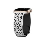 bbtech Apple Watch 38-40-41 mm Uyumlu Leopar Desenli Çift Renkli Esnek Silikon Akıllı Saat Kordon;Antrasit