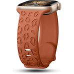 bbtech Apple Watch 41/40/38 Mm Series 10(42MM)/9/8/7/SE/6/5/4/3 Uyumlu Leopar Desenli Silikon Kordon Tiger;Kahverengi