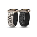 bbtech Apple Watch 9 8 7 6 5 4 3 2 Se 38 40 41 MM Leopar Desenli Silikon Kordon;Siyah