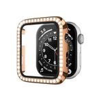 bbtech Apple Watch 9/8/7 Seri Tam Uyum 41mm Taş İşlemeli Parlak Şık Göz Alıcı Kasa Ekran Koruyucu;Rose