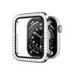 bbtech Apple Watch 9/8/7 Seri Tam Uyum 45mm Taş İşlemeli Parlak Şık Göz Alıcı Kasa Ekran Koruyucu;Gümüş