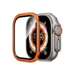 bbtech Apple Watch Ultra 49mm ile Birebir Uyumlu Metal Çerçeveli Temperli Cam Renkli Ekran Koruyucu;Turuncu