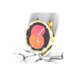 bbtech Galaxy Watch 6 Uyumlu 44mm Çift Sıra Taş İşlemeli Renkli Kasa Koruyucu Çerçeve;Gold