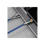 bbtech Rgb Led Işıklı Hasır Muhteşem Kalite Metal 3amper Iphone Şarj Ve Data Kablosu;Mavi