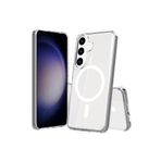 bbtech Samsung Galaxy S23 FE ile Uyumlu Kablosuz Şarj Magsafe Özellikli Şeffaf Silikon Kılıf;Transparan