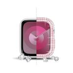 bbtech Watch SE/6/5/4 Seri 44mm Uyumlu Komple Taşlı Şık Parlak Kasa Ekran Koruyucu;Pembe