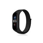 bbtech Xiaomi Mi Band 3 ve Mi Band 4 ile Birebir Tam Uyumlu Hasır Desen Cırt Cırtlı Renkli Naylon Kordon;Siyah