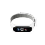 bbtech Xiaomi Mi Band 5 ve Mi Band 6 ile Birebir Tam Uyumlu Hasır Desen Cırt Cırtlı Renkli Naylon Kordon;Beyaz
