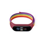 bbtech Xiaomi Mi Band 5 ve Mi Band 6 ile Birebir Tam Uyumlu Hasır Desen Cırt Cırtlı Renkli Naylon Kordon;Rainbow