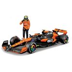 Bburago Formula 1 McLaren MCL38 (2024): Model araba, 1:24 ölçeğinde, #4 Lando Norris, Hardcase, 26,1 cm, turuncu siyah (18-28040N)