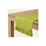 Bc Home Fıstık Yeşil Fırfırlı Runner 40 x 140 cm Yumuşak Tuşeli ,Kadife Görünümlü,Bohem, İskandinav, Yılbaşı