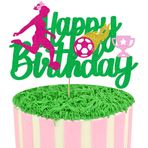 Bdayshop Kızlar için Futbol Pastası Süsü Pembe Futbol Doğum Günü Pastası Süsleri Süslemeler Simli Kız Futbol Temalı Doğum Günü Partisi Malzemeleri