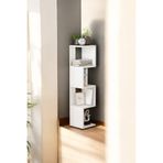 BDK MOBİLYA Köşe Düzenleyici Modern Kitaplık Raf Şık Zigzag 5 Katlı Beyaz Renk Zemin