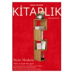 BDK MOBİLYA Köşe Düzenleyici Modern Kitaplık Raf Şık Zigzag 5 Katlı Çam Rengi Zemin