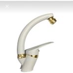 Bdl Armatür Beyaz Gold Lüx Lavabo Bataryası Musluğu Çeşmesi Oynar Başlıklı