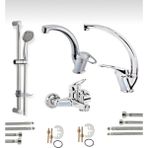 Bdl Armatür Sürgülü Duş- Banyo- Lavabo- Mutfak Bataryası Çeşmesi Musluğu 4’lü Set - Krom