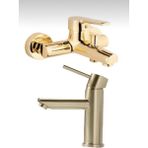 Bdl Gold Altın Kartal Lavabo ve Banyo Bataryası Musluğu Çeşmesi Çift Su Girişli