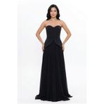 BDM Exclusive Straplez Kalp Yaka Peplum Taş Kemerli Premium Abiye Elbise