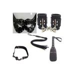 BDSM Deri Fantezi Maske Siyah +deri Kelepçe +Deri Ağız Topu +Deri Kırbaç+deri Fantazi Şaplak Set fıntez4117