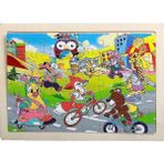 BDZ Mall 40-Dongwu-Ganji 40 Parça Çocuklar Bulmaca Kurulu Oyuncak Eğlenceli Karikatür Hayvan Erkek Kız Bebek Ahşap Yapboz