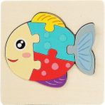 BDZ Mall Balık Bebek Oyuncakları 3D Bulmaca Karikatür Hayvanlar Bilişsel Erken Öğrenme Eğitim Ahşap Yapboz