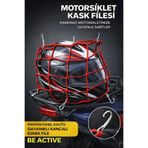 BE ACTİVE Motorsiklet Kask Filesi Kancalı Kırmızı