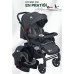 Be-Be Active Travel Çift Yön Tam Yatış Pozisyonlu Pratik Katlanır Mama Tablalı Pusetli Bebek Arabası - Siyah