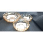 Be Beauty 3 Adet Şeffaf Gold Renk Cam Yuvarlak Kase Kuruyemiş Sunumluk