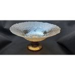 Be Beauty Şeffaf Gold Renk Ayaklı Cam Yuvarlak Gondol Meyvelik 30 cm