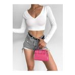 BE CHİC Beyaz V Yaka Crop Bluz