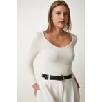 BE CHİC KADIN UZUN KOLLU ÖN ARKA GENİŞ U YAKA VİSKON KUMAŞ DÜZ BASİC BODY BLZ33789