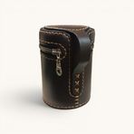 Be Muse El Yapımı Hakiki Deri Silindir Kutu, Fermuarlı Çok Amaçlı Seyahat Çantası ve Düzenleyici, Takı, Saat, Bozuk Para ve Kamera Lensi Saklama Kutusu, Premium Rustik Tasarım, Kahverengi