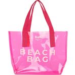 Beach Bag Baskılı Şeffaf Plaj Çantası - Fuşya - Bagmori