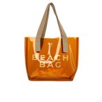 Beach Bag Baskılı Şeffaf Plaj Çantası - Vizon - BAGMORI