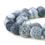 BEADNOVA 10mm Siyah Buzlu Akik Cilasız Çatlak Mat Değerli Taş Gem Strand Takı Yapımı için Yuvarlak Gevşek Boncuklar