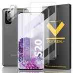 Beam Electronics 2+2 adet Samsung Galaxy S20 5G için zırhlı koruyucu cam folyo 2 adet + kamera koruyucu folyo 2 adet, parmak izi kimliği destekler, HD Clear ekran koruyucu panzer folyo S20 için