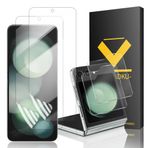 Beam Electronics Samsung Galaxy Z Flip 5 için 2+2 adet koruyucu cam folyo + 2 adet yumuşak TPU iç koruyucu folyo, parmak izi kimliği destekler, HD berraklığında ekran koruyucu ekran koruyucu film Samsung Z Flip 5 5G