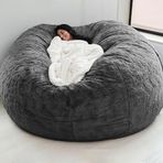 Bean Bag Chair Cover Big Round Soft Fluffy PV kadife koltuk yatak örtüsü Living Room Furniture tembel kanepe yatak örtüsü fasulye çantası zemin minderi lounger Chairs Cover açık gri (Cover only no