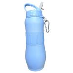 Bear Dear Pipetli 830 ml Silikon Kemerli Çelik Matara - Pastel Mavi