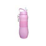 Bear Dear Pipetli 830 ml Silikon Kemerli Çelik Matara - Pastel Pembe