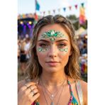 Bear & Pear Emerald Yeşil Yüz Taşı Parti Festival Makyaj Face Gems Sticker
